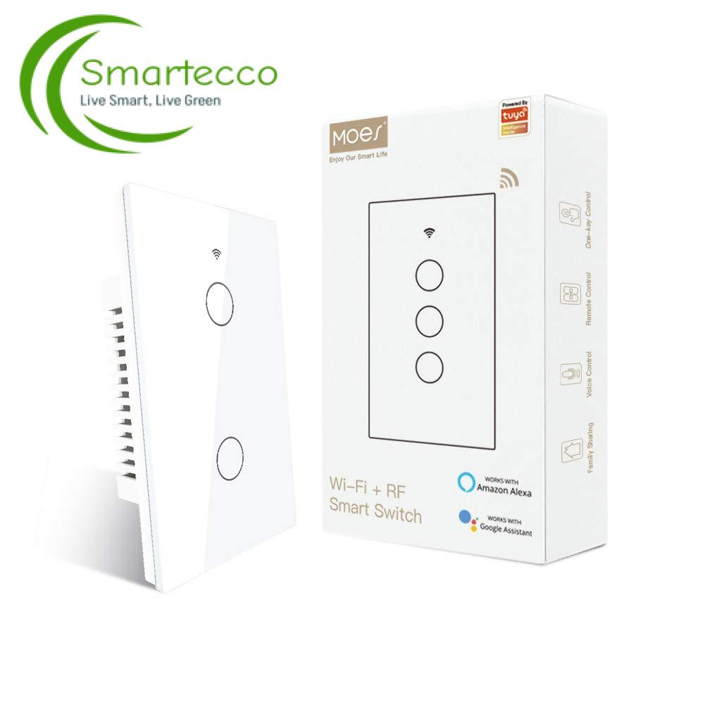 MOES 1-3-Gang WiFi Smart Switch - 2.4GHz Touch Wall Switch with RF Remote - Neutral Wire Required - Alexa Google Home Compatible - Image 6