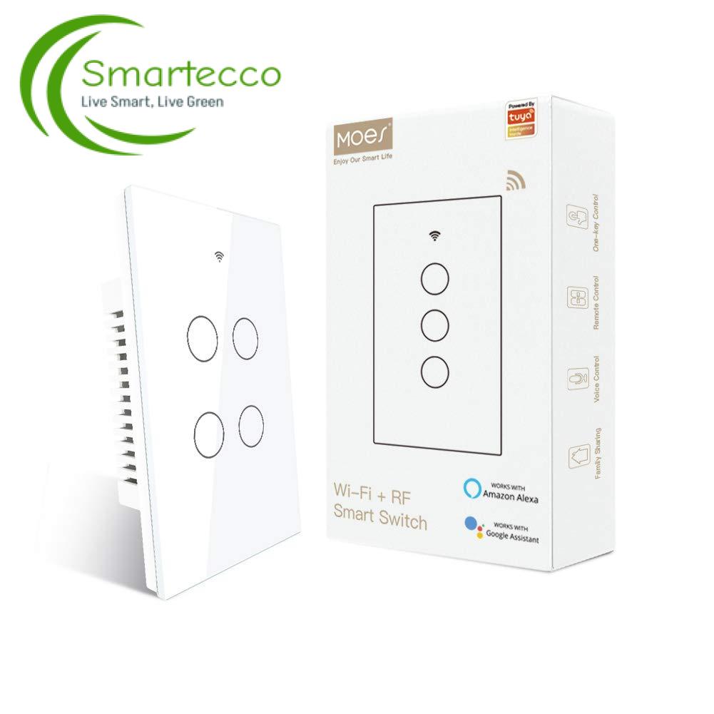 MOES 1-3-Gang WiFi Smart Switch - 2.4GHz Touch Wall Switch with RF Remote - Neutral Wire Required - Alexa Google Home Compatible - Image 10