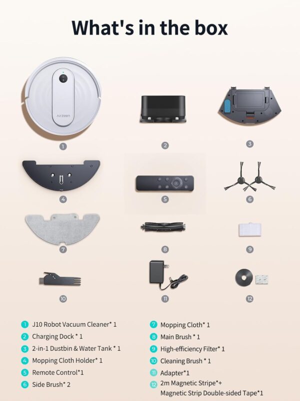 Robot Vacuum and Mop J10 - 4000Pa Suction with App Control - 3-in-1 Smart Cleaner for Pet Hair Carpet Hard Floor Alexa Compatible - Image 9