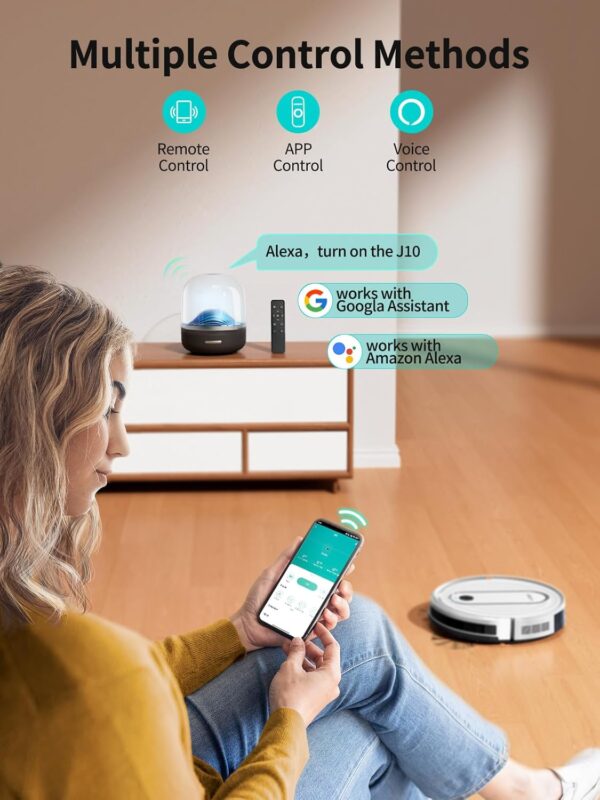 Robot Vacuum and Mop J10 - 4000Pa Suction with App Control - 3-in-1 Smart Cleaner for Pet Hair Carpet Hard Floor Alexa Compatible - Image 5