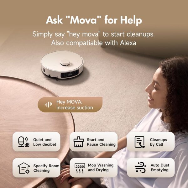 Mova P10 Pro Ultra Robot Vacuum and Mop - 13000Pa Suction with Hot Water Auto Wash & Dry - 360° Obstacle Avoidance Smart Cleaning Robot - Image 6