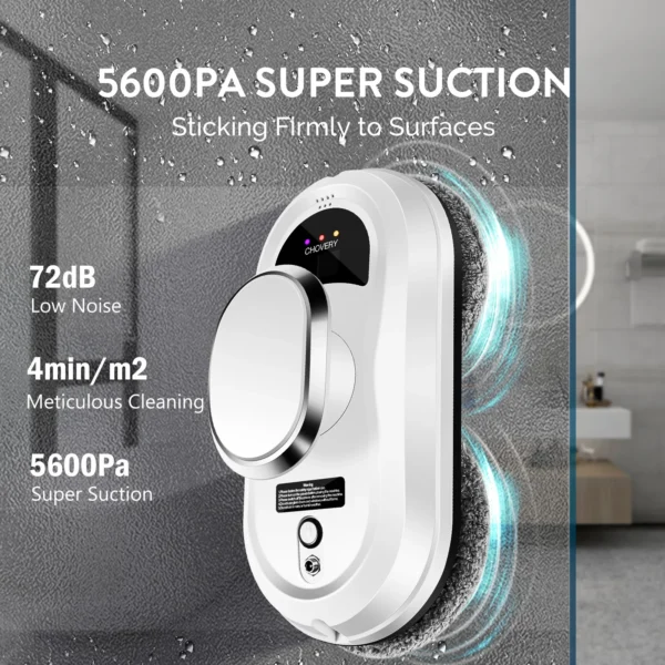 CHOVERY Robot Vacuum Cleaner - Window Cleaning Robot with Remote Control - Electric Glass Cleaner with Safety Rope - 800W Max Power - Image 2