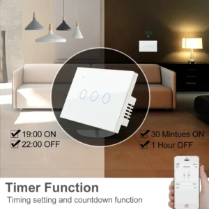 Tuya Zigbee 3.0 Smart Touch Light Switch - 1/2/3/4 Gang US Wall Switch with No Neutral Option - Voice Control Alexa Google Home
