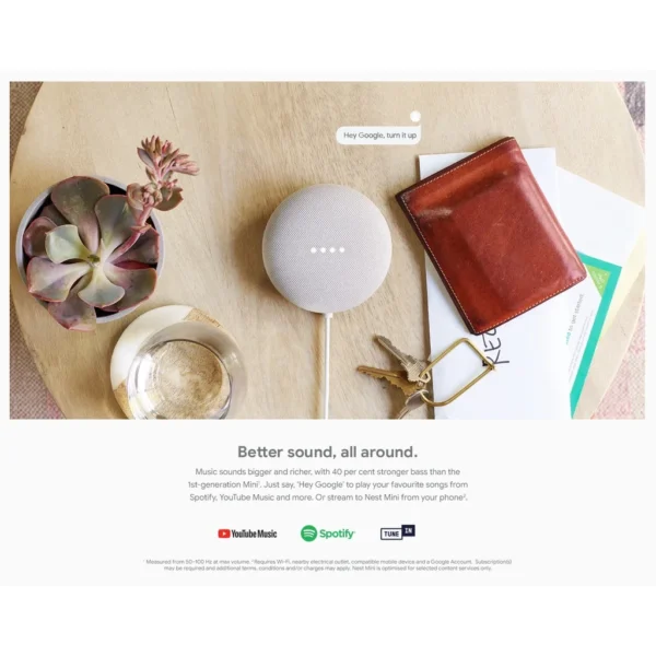 Google Nest Mini 2nd Gen Smart Speaker - Google Assistant Voice Control - Compact WiFi Speaker with Two-Way Audio - Image 5