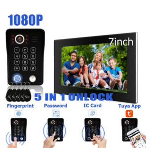 T24C WiFi Video Doorbell Intercom System - 1080P Touch Screen with 5-in-1 Fingerprint Unlock - Smart Home Security Doorbell