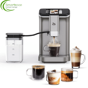Fully Automatic Espresso Machine - 20 Bar Coffee Maker with Grinder & Milk Frother - 6 Coffee Varieties One-Touch Operation Grey Gold