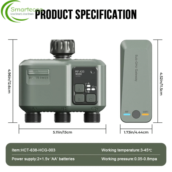 Tuya RF433 WiFi Water Timer - 3-Zone Digital Irrigation System with Mist Mode - Smart Garden Sprinkler Timer for Outdoor Use - Image 6