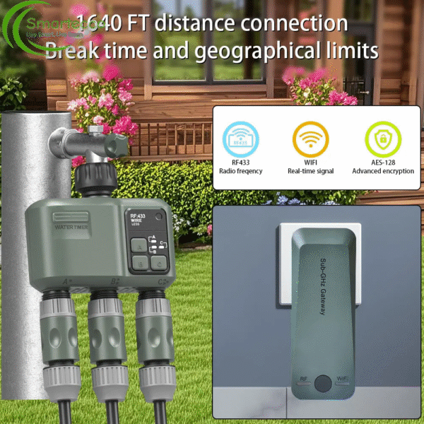 Tuya RF433 WiFi Water Timer - 3-Zone Digital Irrigation System with Mist Mode - Smart Garden Sprinkler Timer for Outdoor Use - Image 4