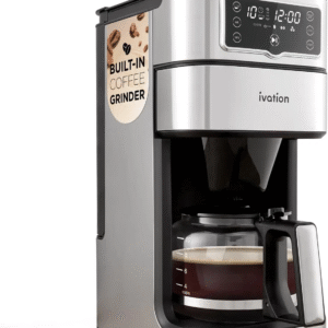 2-in-1 Drip Coffee Maker & Grinder - 10 Cup Programmable Auto Brew with Timer - 1.5L Water Tank Reusable Filter - 1000W Pause and Pour