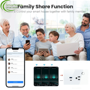 Melery Smart WiFi Wall Outlet - 15A USB Type-C 30W with Alexa Google Home Control - Tuya Smart Socket White Black